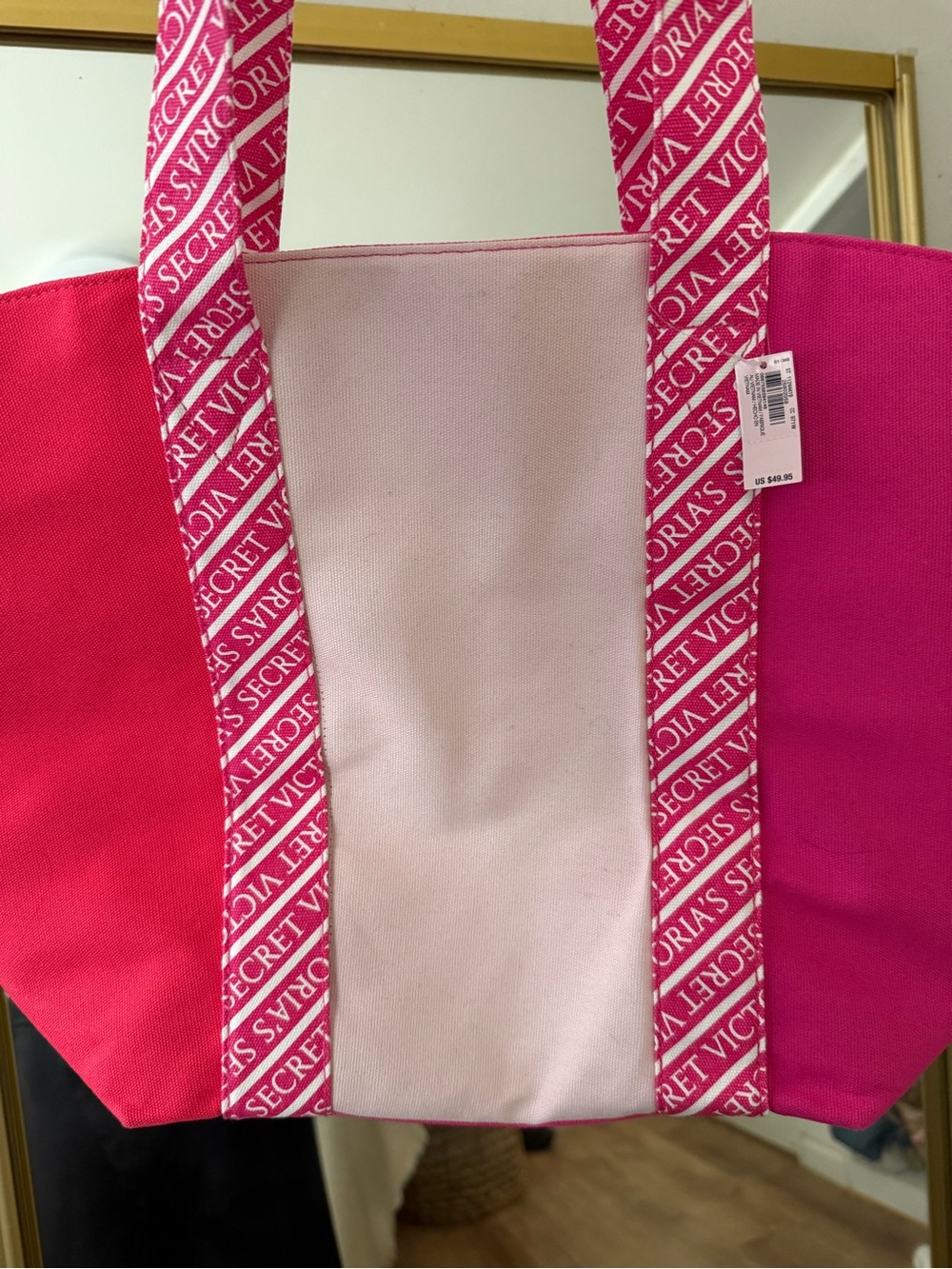 SOLD Victoria's Secret Two-Tone Pink Canvas Shopper Tote